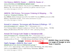 AMSOIL Buy Local 1st page of google