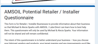 Learn how to become an AMSOIL Retailer / Installer with the Retailer Questionnaire